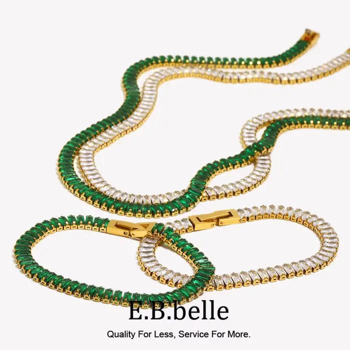 Ensemble de bijoux E.B.belle en acier inoxydable sertis de zircone cubique pour femmes occasions spéciales partys soirées noël cadeaux