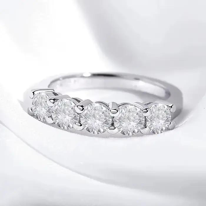 Bague en or blanc et argent regardé S925 pour femme, document D, 3mm, Moissanite, pierre 1,5 ct assortie, diamant, alliance, mariée, GRA
