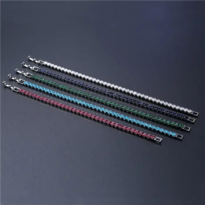 Bracelet Tennis Zircon Incrusté 4mm LENNIK Classique pour Femmes Occasions Spéciales Robuste Élégant Multicolore