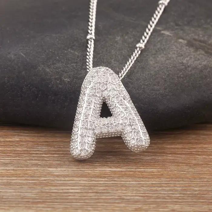 Collier avec pendentif en Zircon scintillant pour femmes, esthétique de luxe léger, 26 lettres A-Z,