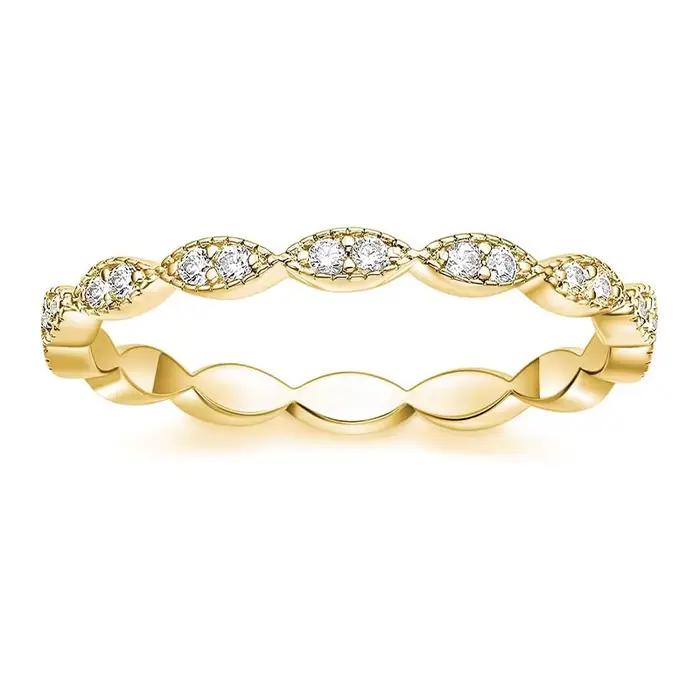 Lnkry – bague d'éternité en Moissanite ronde certifiée de 1.5mm pour femmes, en or 14k, anneaux empi