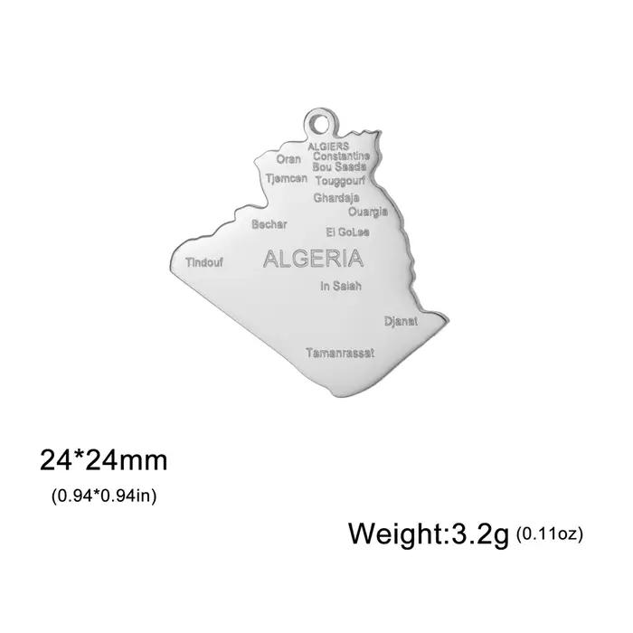 EUEAVAN afrique argélie carte pendentifs en acier inoxydable classique ville algérienne nom pendentif mode bijoux cadeau en gros