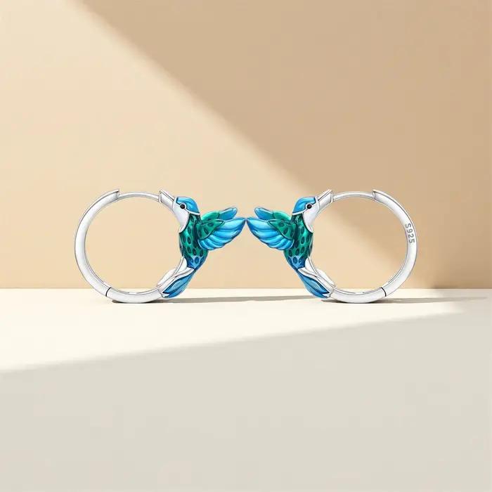 Orstarry Original 925 en argent Sterling colibri boucles d'oreilles femmes cerceau boucle d'oreille anniversaire bijoux cadeaux à la mode