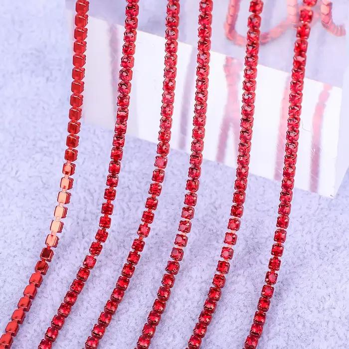VC – Strass en cristal, 1 mètre/5yards, chaîne de tasse en pierre, or, diamant, Strass, appliques décoratives, garnitures en cristal pour robes