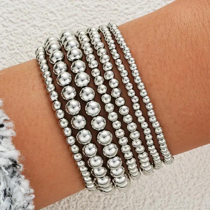 Ensemble de bracelets de perles dorées pour femmes