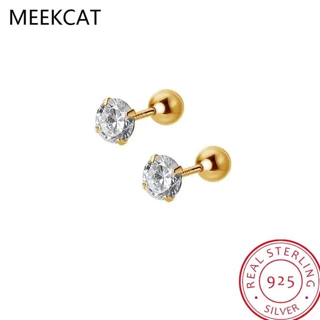 Boucles d'oreilles clous en moissanite, plaqué or blanc 18 carats, argent sterling S925, fermoir à vis, pour femmes et hommes, bijoux Brincos