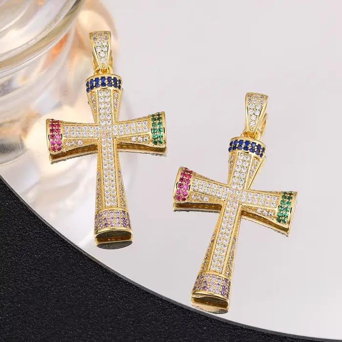 Juya – breloques créatives croix chrétienne en plaqué or véritable 18K pour Talisman fait à la main