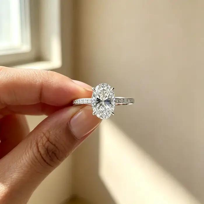 Bague ovale en argent Sterling 925 pour femmes, avec CZ brillant, exquise, simple, pour mariage, fiançailles, fête, bijoux fins, offre spéciale