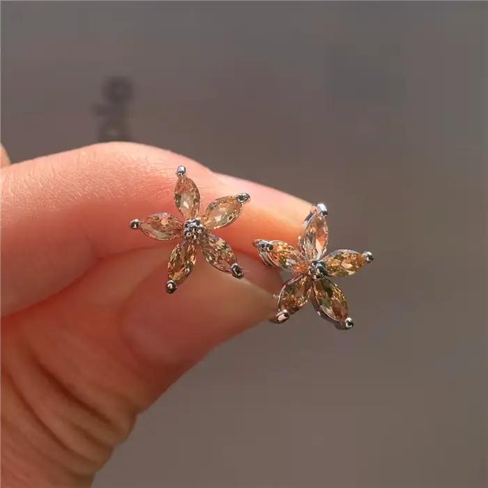 Boucles d'oreilles étoile en argent sterling 925 avec zircone cubique pour femme, bijoux de mariage, occasions spéciales et cadeaux romantiques