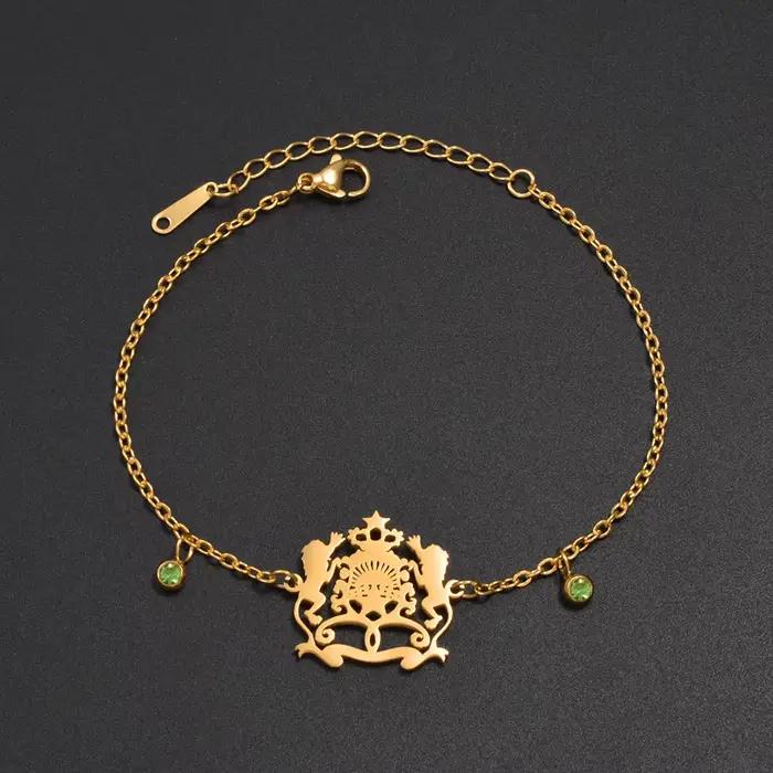 Bracelets Anniyo Maroc avec strass pour femmes, bijoux marocains, bracelet à breloques en acier inoxydable # 506362B