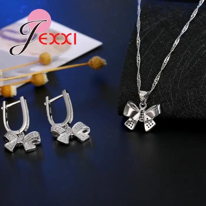 Ensembles de bijoux classiques en argent regardé 925 pour femmes
