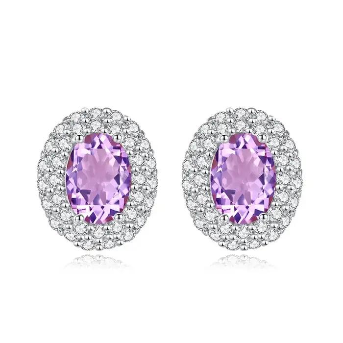 Boucles d'oreilles en argent Sterling 925 avec topaze bleue pour femmes, coupe ovale, cristal naturel, bijoux fins classiques, cadeau de mariage FCGJHW
