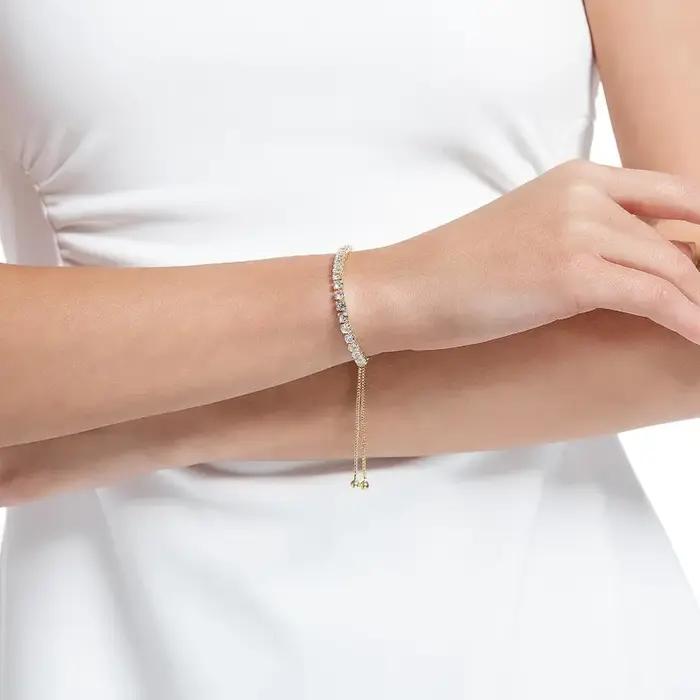 Bracelets de tennis pour femme plaqués or 18 carats avec zircone cubique réglables pour occasions spéciales et quotidien