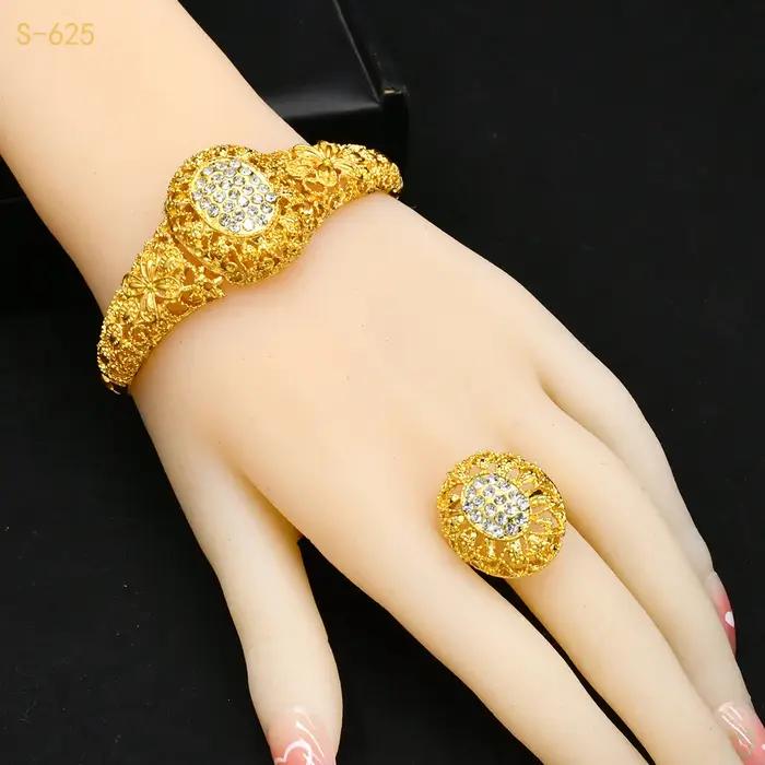 Ensemble de bijoux de mariée indien plaqués or pour femmes