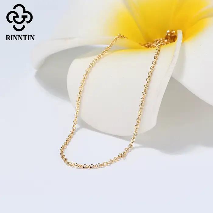 Rinntin 18K or 925 en argent Sterling mode câble lien chaînes collier pour femmes mince cou chaîne accessoires bijoux SC06