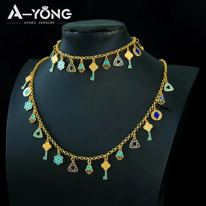 Ensemble de bijoux de mode de dubaï plaqué or 21 carats