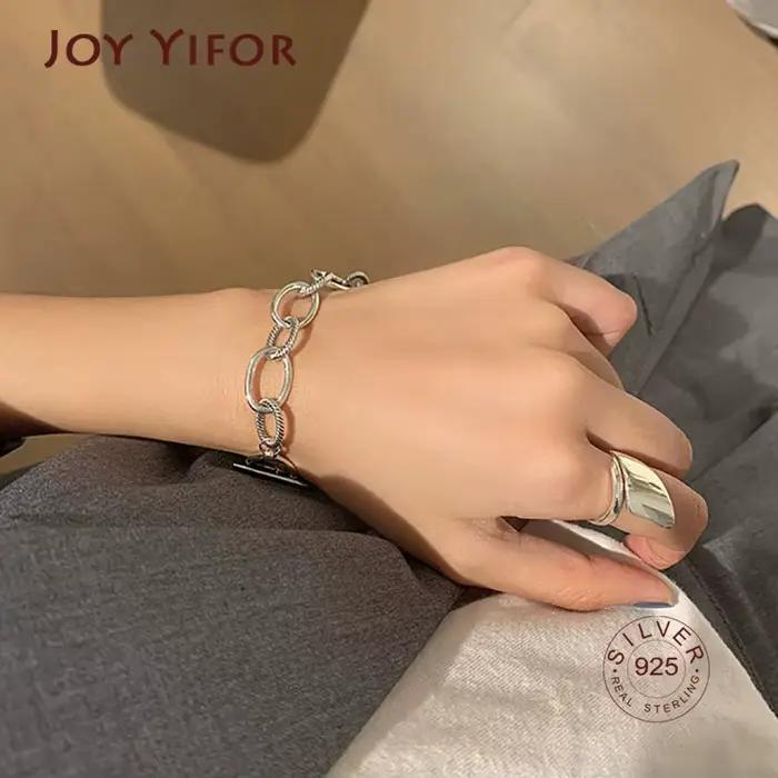 Bracelets minimalistes en argent Sterling 925 pour femmes, chaîne épaisse, nouvelle mode Vintage Punk Hiphop, bijoux cadeaux de fête