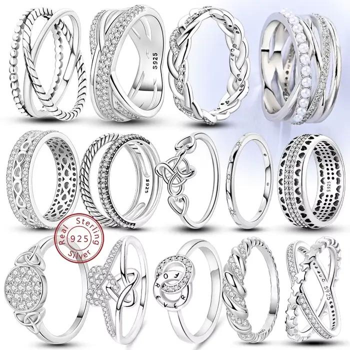 Bagues en argent Sterling 925 originales, anneau en Zircon infini empilable pour femmes, bijoux cadeau d'anniversaire de mariage, nouvelle collection