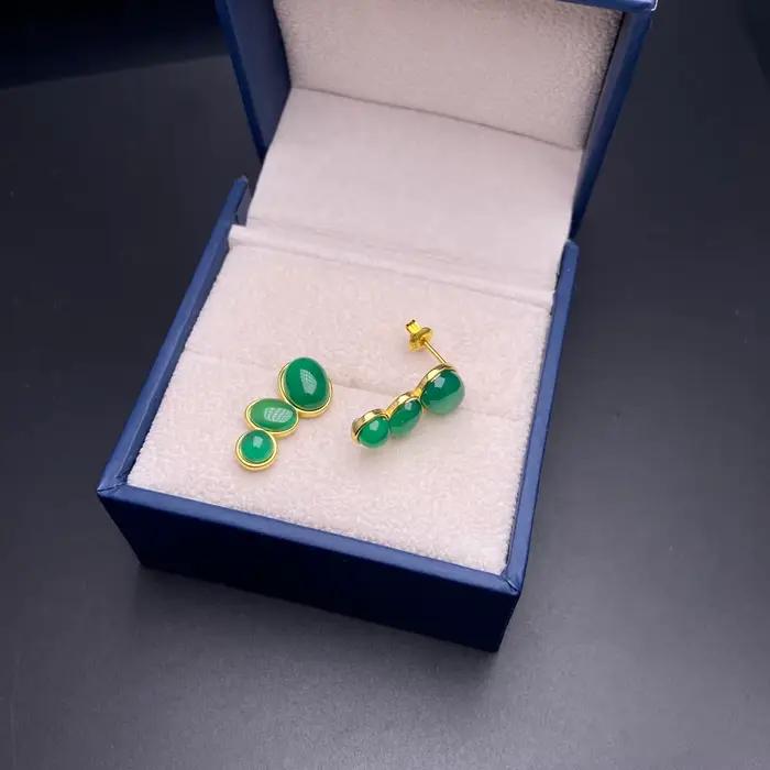 Boucles d'oreilles élégantes en Agate verte naturelle