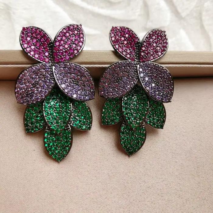 Boucles d'oreilles Bilincolor en cuivre plaqué, zircone cubique, motifs géométriques, pour femmes, style moderne, occasions spéciales