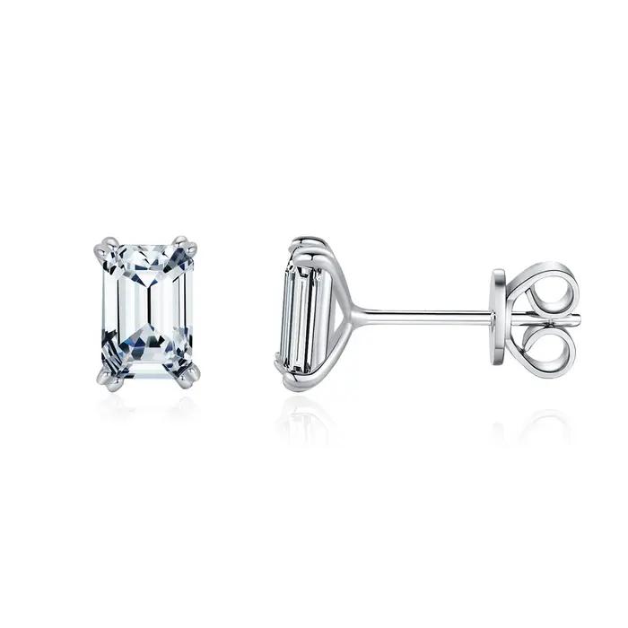 MODIAN 925 boucles d'oreilles en argent Sterling Simple taille émeraude CZ