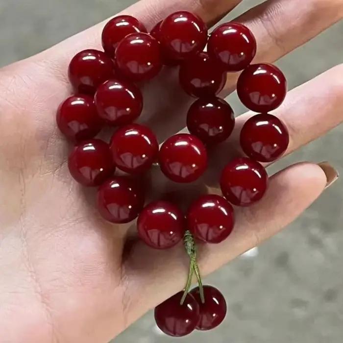 Bracelet Bodhi rouge Bracelet racine Bodhi Yoga cerise Bracelet Bodhi méditation pleine conscience poche Mala perles femme poche