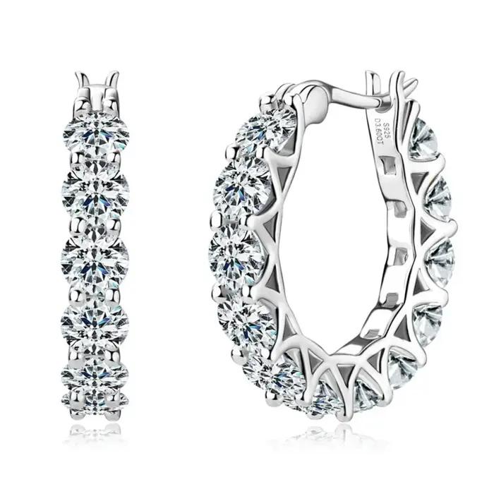 M-JAJA Moissanite boucles d'oreilles pour femmes 18K plaqué or blanc 925 en argent Sterling diamant boucle d'oreille de mariage bijoux à la mode