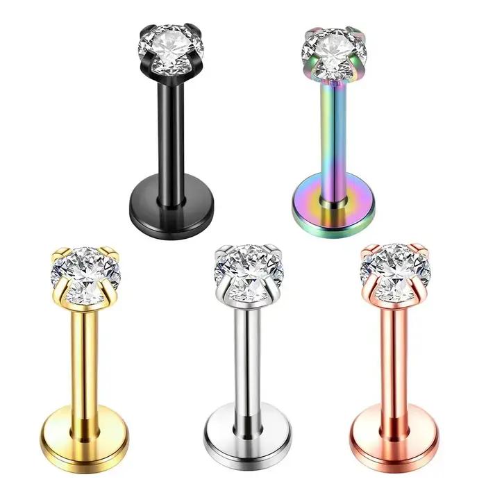 Boucles d'oreilles en acier inoxydable avec zircon AAA