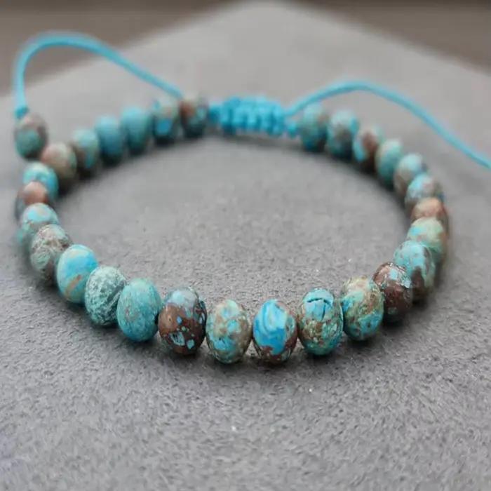 Bracelet de perles turquoise fait à la main, bracelet à boutons de manchette pour hommes, bracelet d