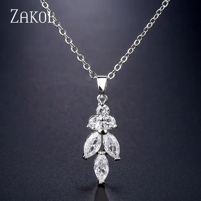 ZAKOL Retro géométrique cuivre zircon collier pour les femmes personnalisé exquis tous les jours prom Evning Party bijoux accessoires