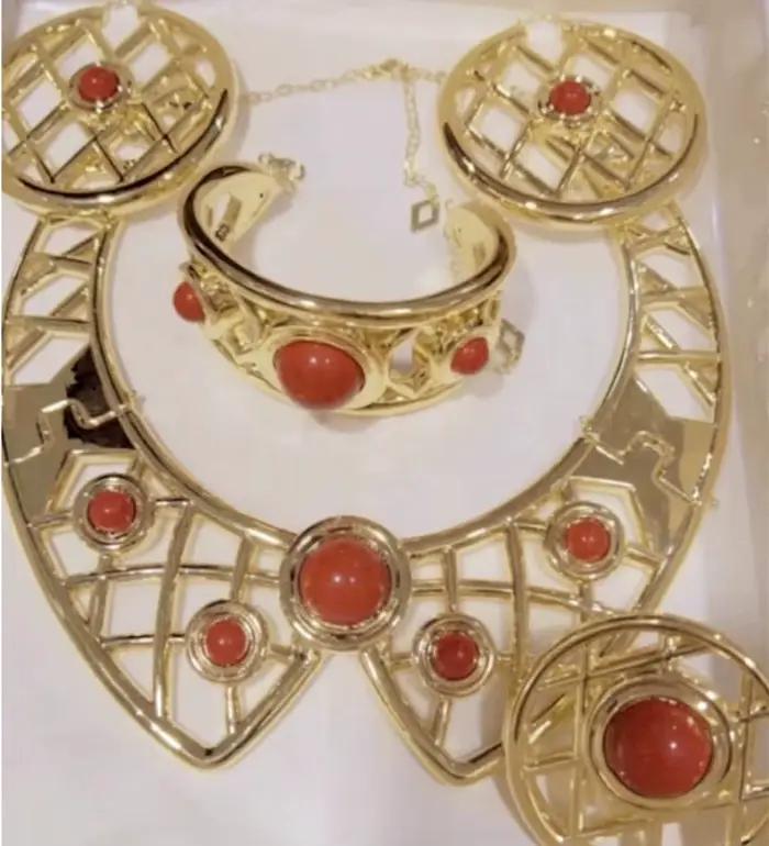 Ensemble de bijoux à la mode pour femmes, collier à nœud, Style découpé en maille, Bracelets pour Banquet, dîner de mariage, bagues, boucles d'oreilles, cadeaux pour femmes