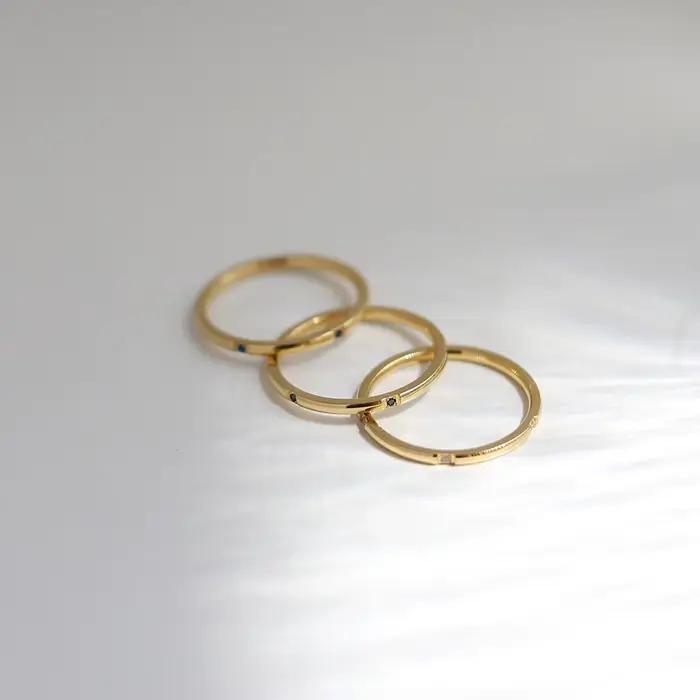 Bagues empilables en acier inoxydable plaqué or 18 carats pour femmes