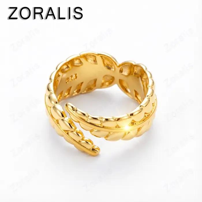 Bague en or 18 carats avec plume dorée pour femmes