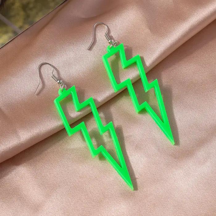 Aihua 22 couleurs coloré foudre pendentif boucles d'oreilles pour les femmes à la mode cerceau tonne