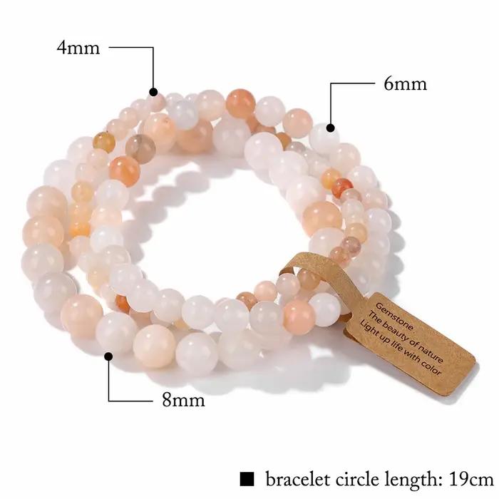 3 pièces/ensemble Bracelet de perles en pierre naturelle pour femmes hommes 4 6 8 MM indien mousse Agates Rhodonite