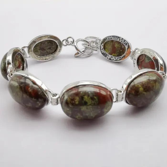 Bijoux faits à la main Bracelet opale blanche pour femmes ovale cabine Cabochon perles naturel rose Rhodonite noir Onyx
