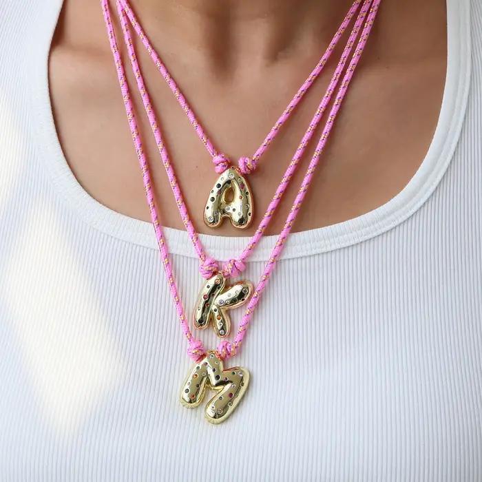 Collier pendentif lettre initiale plaqué or pour femmes et filles