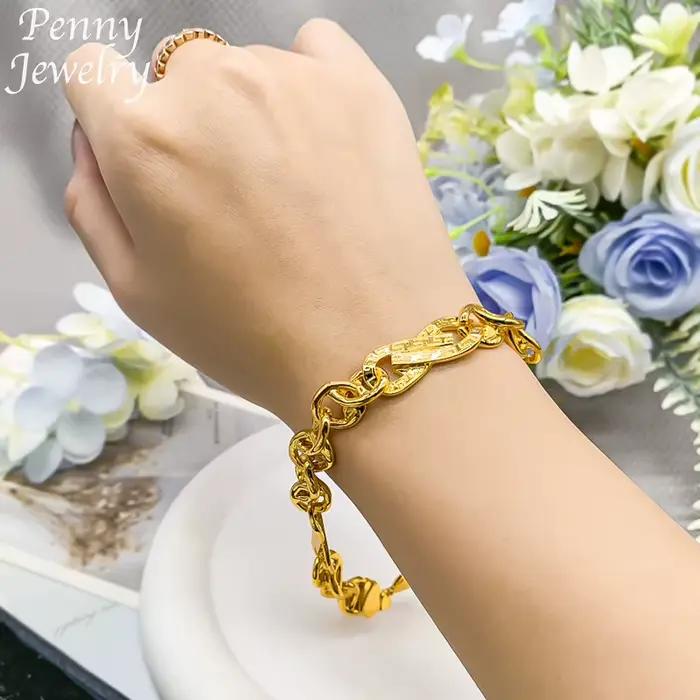 Ensemble de bijoux plaqué or 22 carats de Dubaï pour hommes et femmes, collier et bracelet hip-hop, bijoux de fiançailles tendance pour les fêtes et les mariages