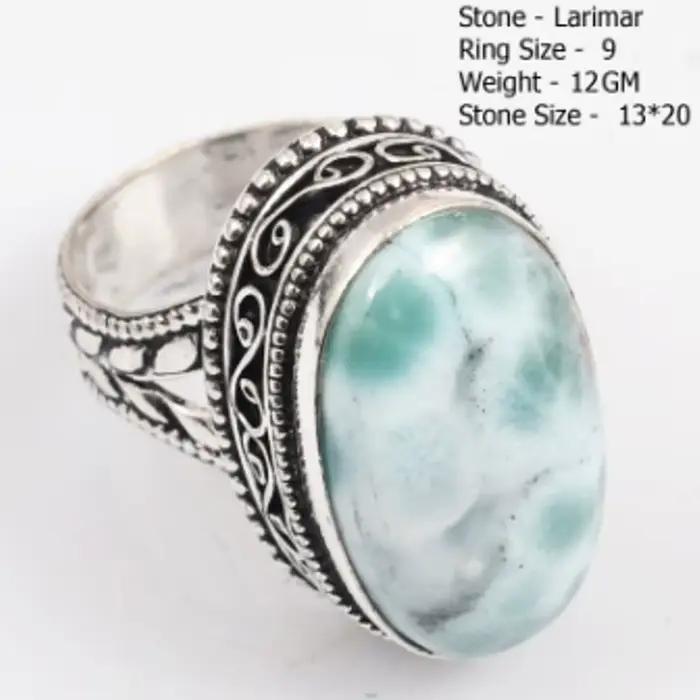 Bague en larimar véritable pour femme, cadeau