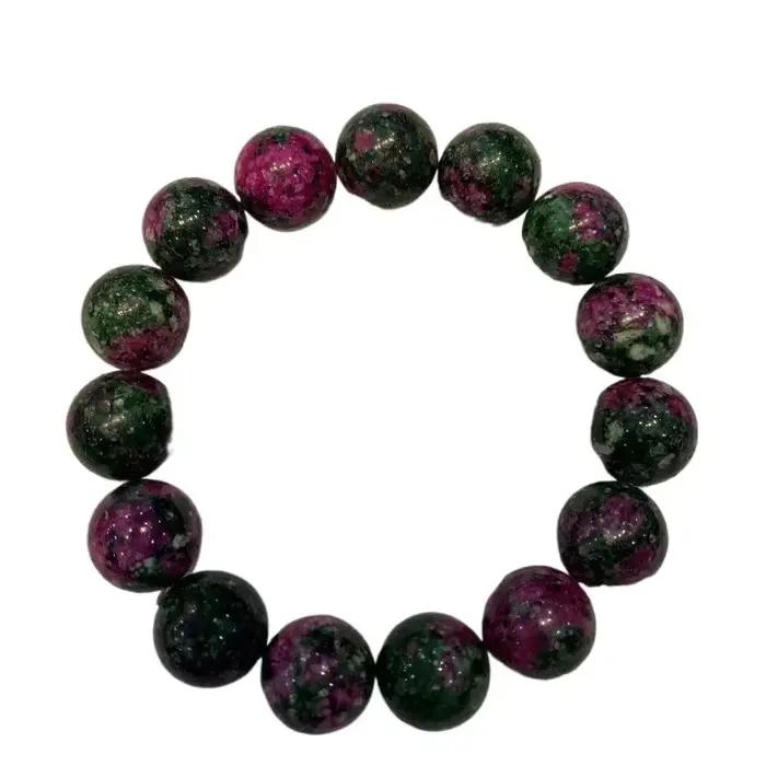 Bracelet de perles rondes en jade de fleur de pêcher colorée