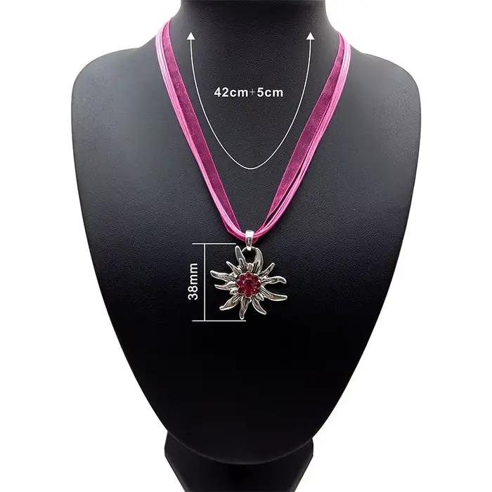 Collier avec pendentif en forme de fleur Edelweiss pour femme, bijou Vintage autrichien, vente en gros