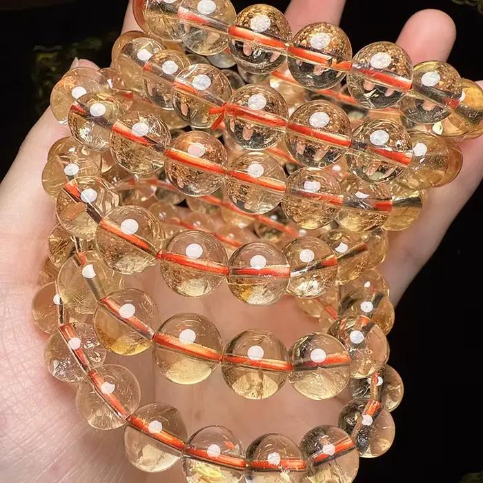 Bracelet et collier de perles citrines naturelles jaunes pour femmes, bijoux personnalisables et symboliques de richesse et de bonheur