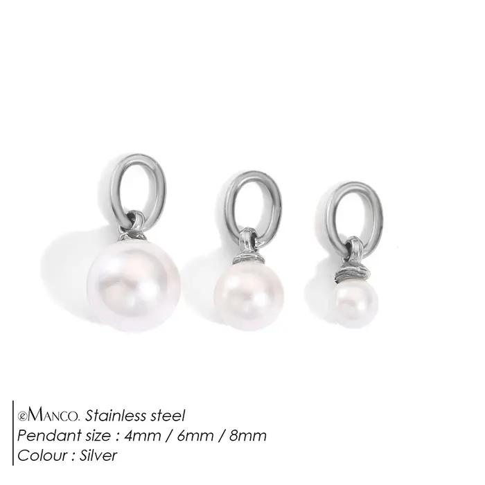 eManco – Lot de 3 breloques en perles d'imitation cultivées avec anneaux de jonction en acier inoxyd