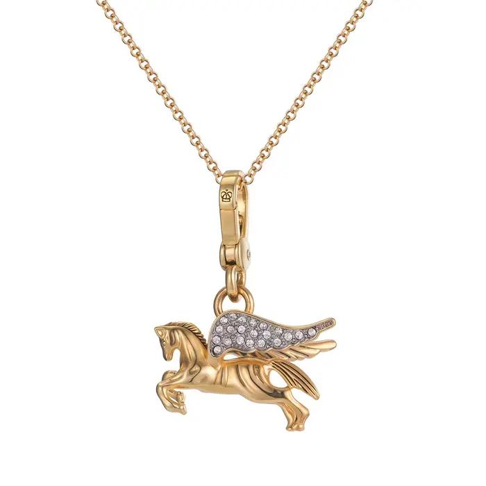 Mode luxe Faux Zircon ailes doré Pegasus pendentif collier pour les femmes Cool petite fête bijoux sac pendentif cadeaux d'halloween