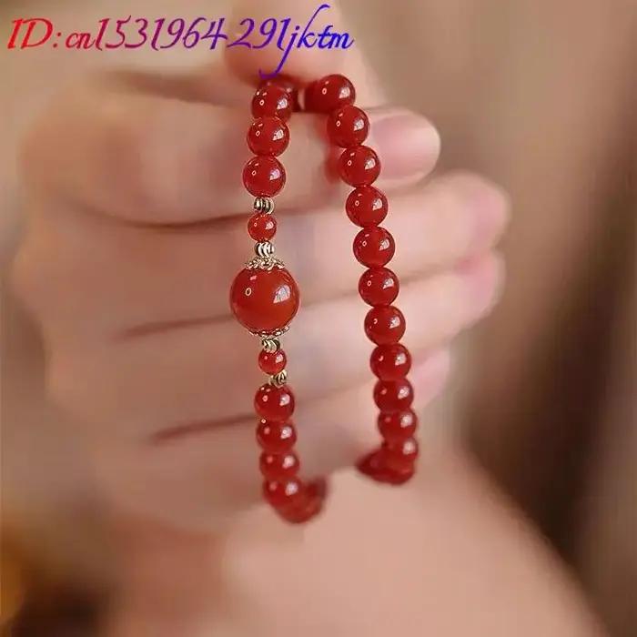 Bracelet Double couche en perles de Jade naturel rouge