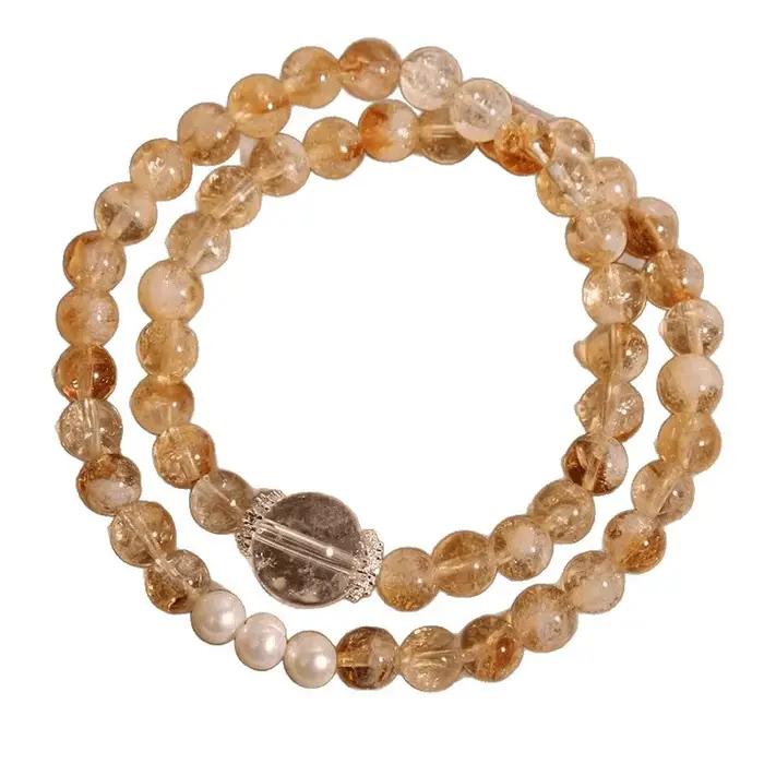 Bracelet multicouche en citrine pour femmes
