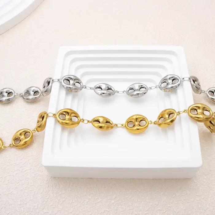 Collier chaîne à breloques grain de café acier inoxydable 316L femme élégant cadeau occasion spéciale