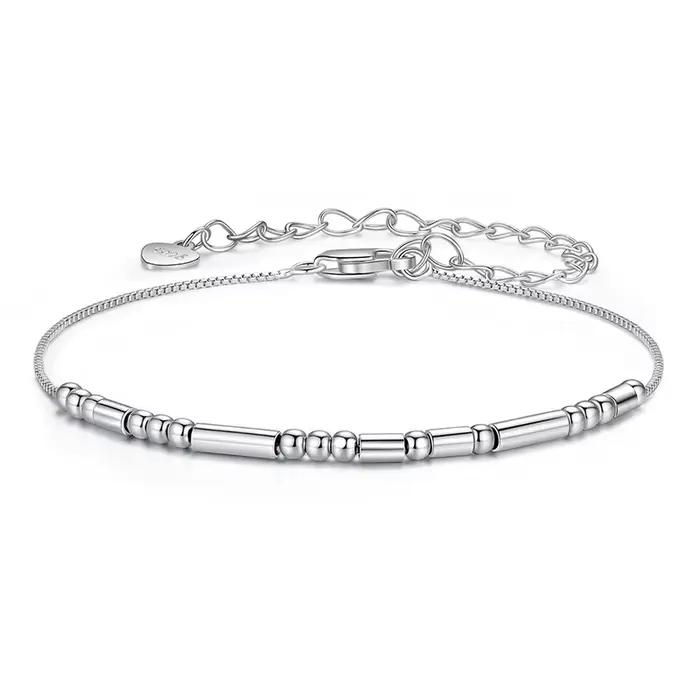 BAMOER – Bracelet en argent Sterling 925, «je t'aime», Code Morse, chaîne de poignet en perles Vinta