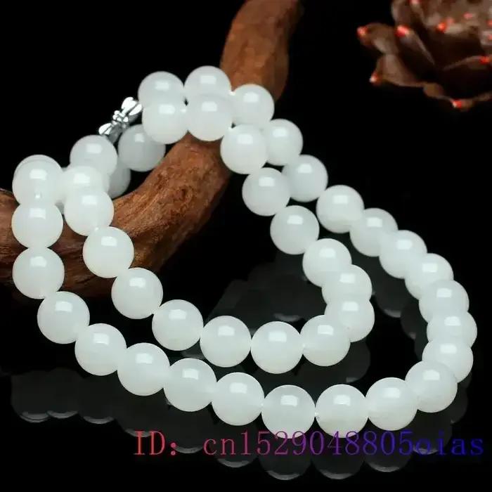 Collier de perles de Jade blanc pour femmes, bijoux en pierres précieuses naturelles à la mode, brel