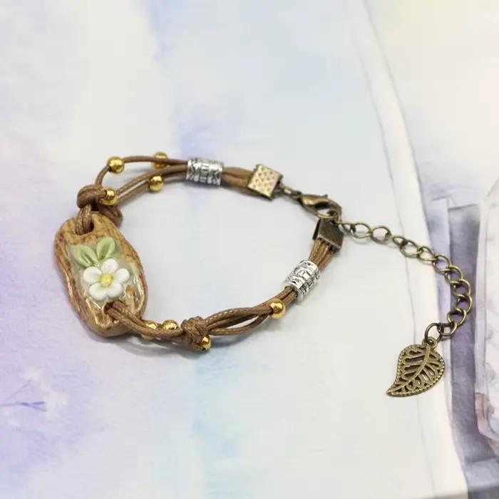 Bracelets en céramique faits à la main pour femmes, style géométrique moderne, bracelets de mode, cadeaux d'occasion spéciale